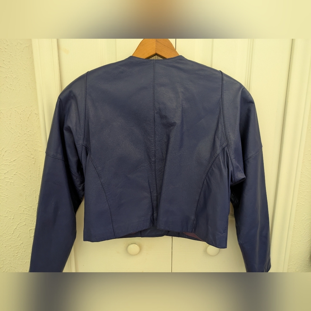 Vintage 80's Blue Leather Jacket - Picture 13 of 13